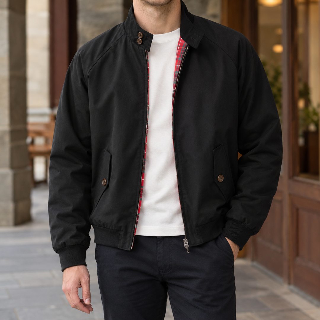 Blouson Jacke Herren Karofutter Rippbündchen Zip Front