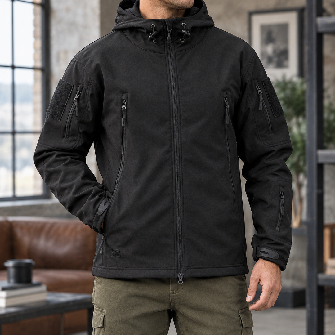 Utility Jacke Herren Kapuze Kordelzug Viele Zip Taschen