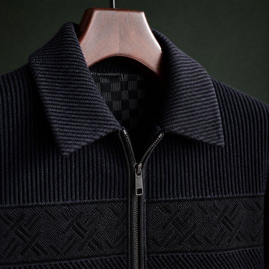 Strukturierte Jacke Herren Geometrisches Brustpaneel Zip