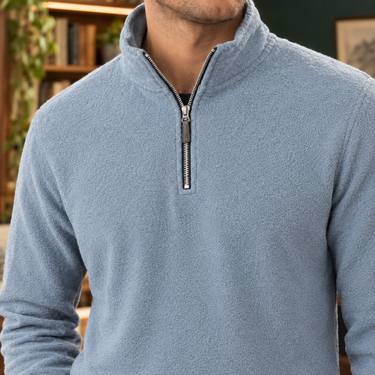 Troyer Pullover Herren Halbzip Fleece Stehkragen Weich
