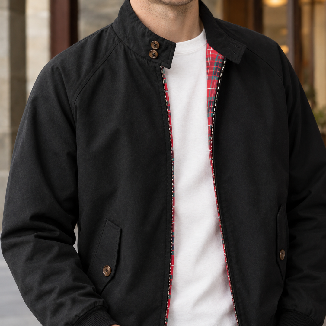 Blouson Jacke Herren Karofutter Rippbündchen Zip Front