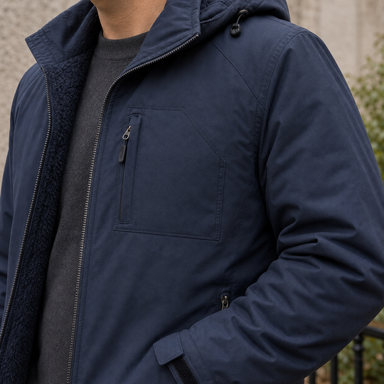 Fleece Jacke Herren Kapuze Baumwollmix Locker Gefüttert