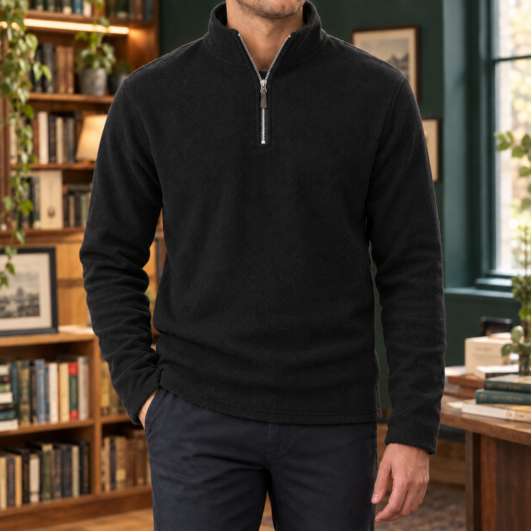 Troyer Pullover Herren Halbzip Fleece Stehkragen Weich