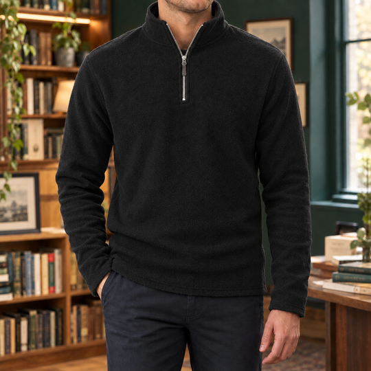 Troyer Pullover Herren Halbzip Fleece Stehkragen Weich