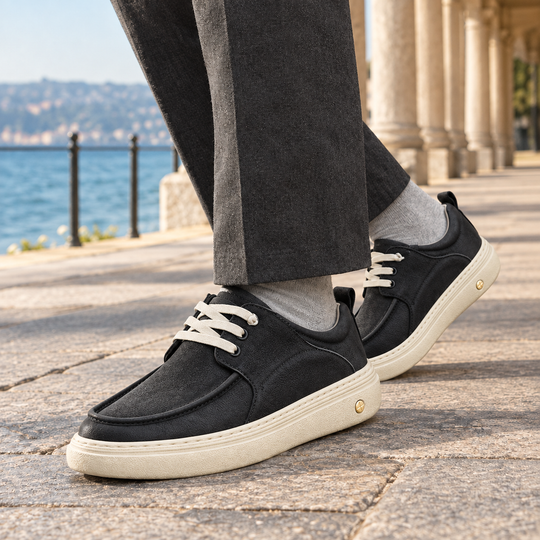 Derby Schuhe Herren Lederoptik Mokassin Kappe Gummisohle