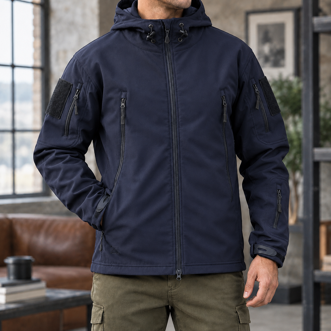 Utility Jacke Herren Kapuze Kordelzug Viele Zip Taschen