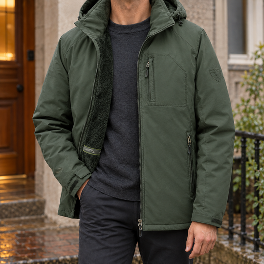 Fleece Jacke Herren Kapuze Baumwollmix Locker Gefüttert
