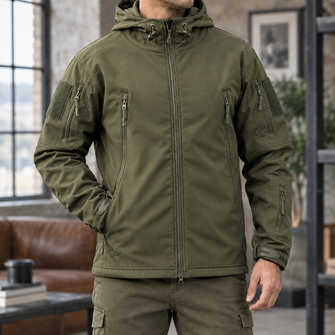 Utility Jacke Herren Kapuze Kordelzug Viele Zip Taschen