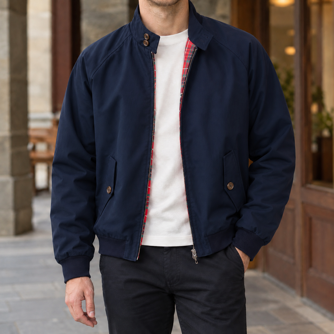 Blouson Jacke Herren Karofutter Rippbündchen Zip Front