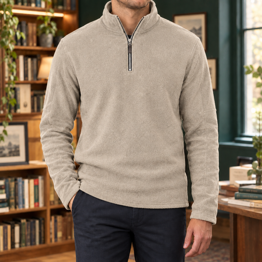 Troyer Pullover Herren Halbzip Fleece Stehkragen Weich
