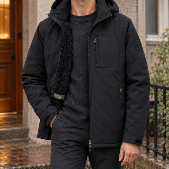 Fleece Jacke Herren Kapuze Baumwollmix Locker Gefüttert