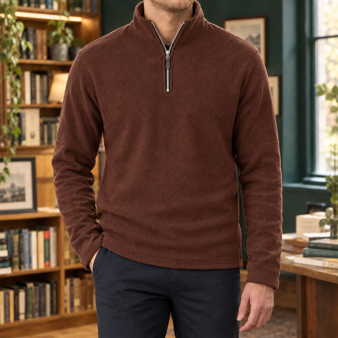 Troyer Pullover Herren Halbzip Fleece Stehkragen Weich