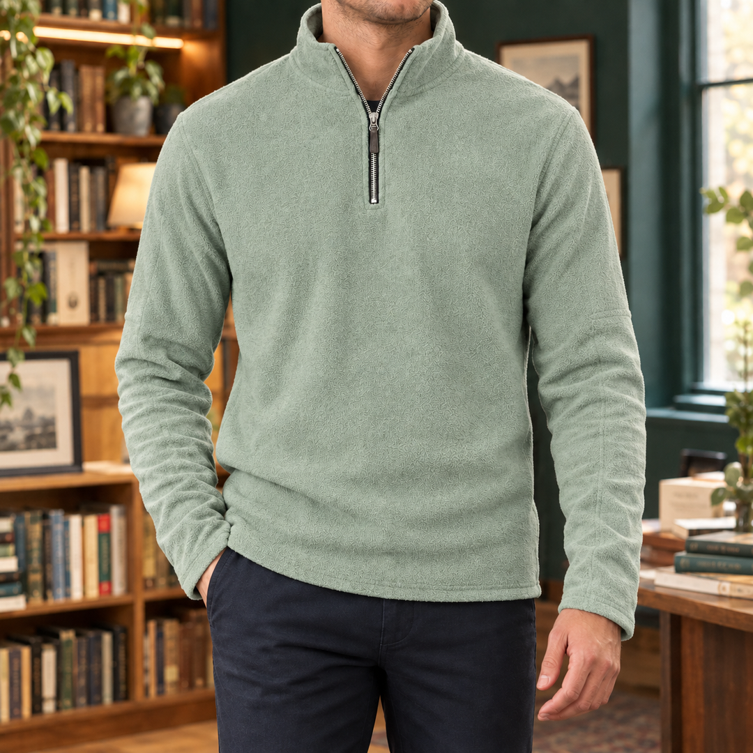 Troyer Pullover Herren Halbzip Fleece Stehkragen Weich
