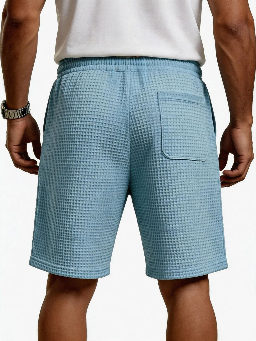 Waffel Strick Shorts Herren Sommer Strand Taschen Hose