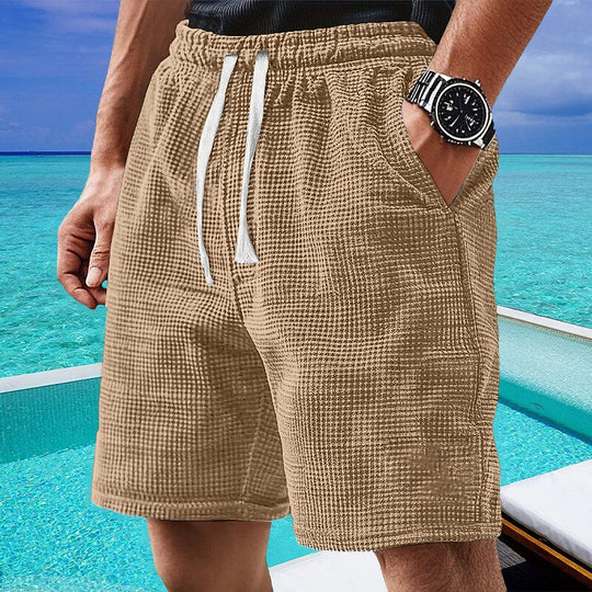 Leichte Waffel Strick Shorts Herren Sommer Strand Hose