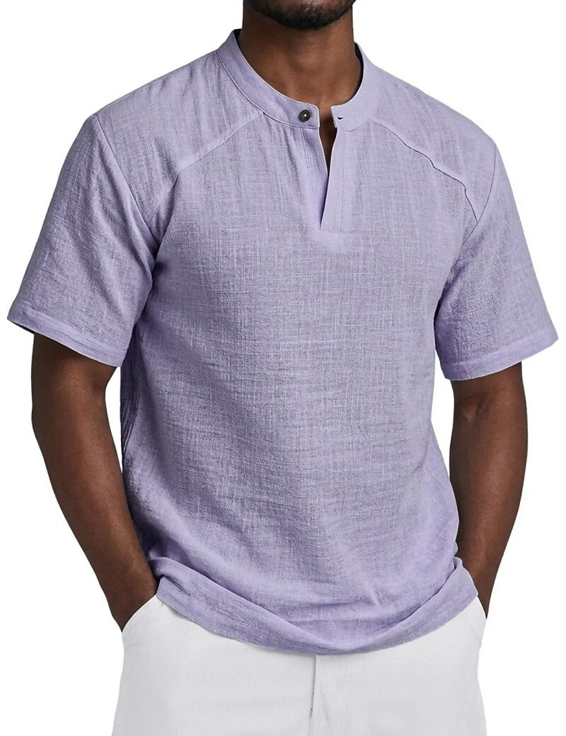 Leichtes Leinen Popover Hemd Herren Sommer Baumwolle