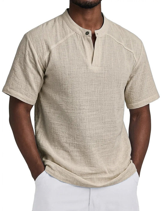 Leichtes Leinen Popover Hemd Herren Sommer Baumwolle