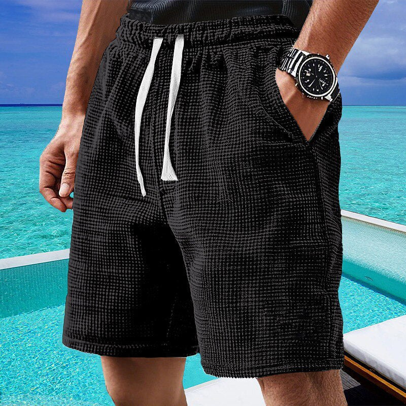 Leichte Waffel Strick Shorts Herren Sommer Strand Hose