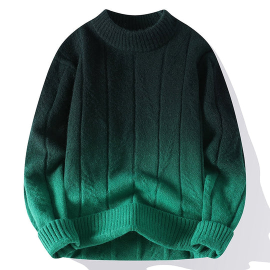 Farbverlauf Pullover Herren Wolle Weich Rundhals