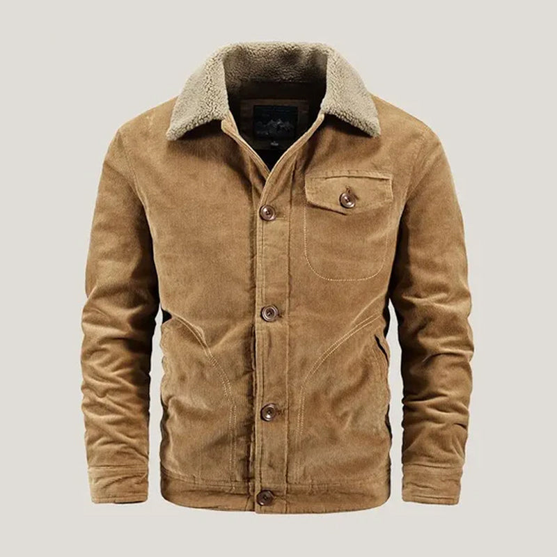 Cord Jacke Herren Fleecefutter Knopfleiste Brusttasche