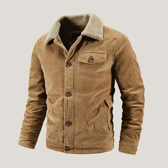 Cord Jacke Herren Fleecefutter Knopfleiste Brusttasche