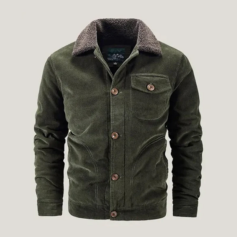 Cord Jacke Herren Fleecefutter Knopfleiste Brusttasche