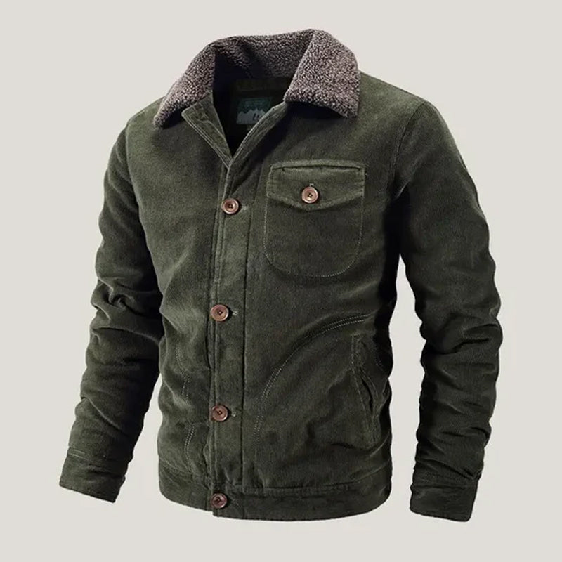 Cord Jacke Herren Fleecefutter Knopfleiste Brusttasche