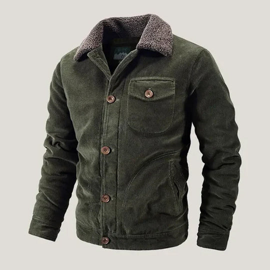 Cord Jacke Herren Fleecefutter Knopfleiste Brusttasche