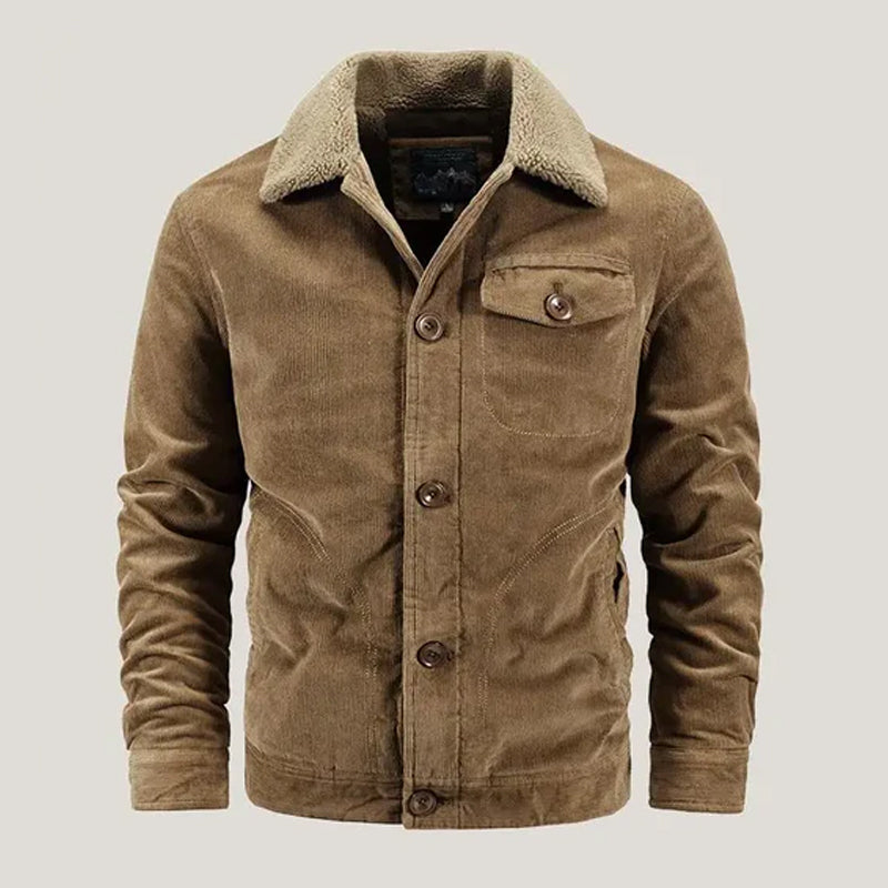 Cord Jacke Herren Fleecefutter Knopfleiste Brusttasche