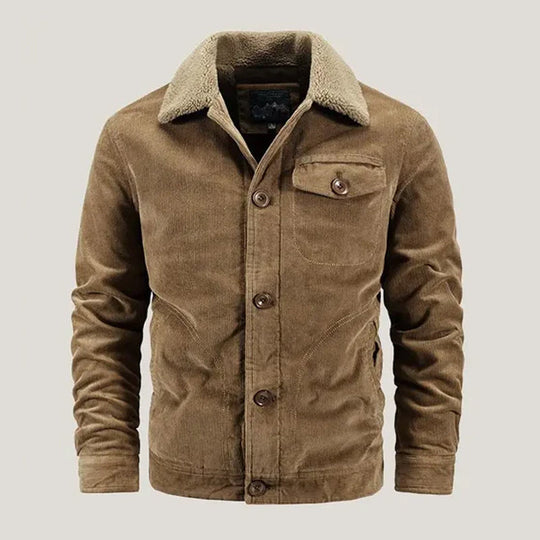 Cord Jacke Herren Fleecefutter Knopfleiste Brusttasche