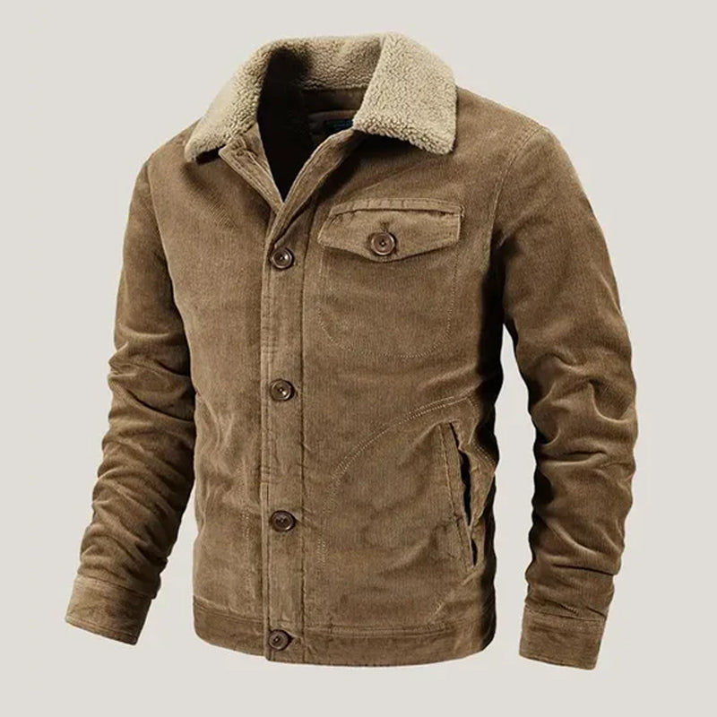 Cord Jacke Herren Fleecefutter Knopfleiste Brusttasche