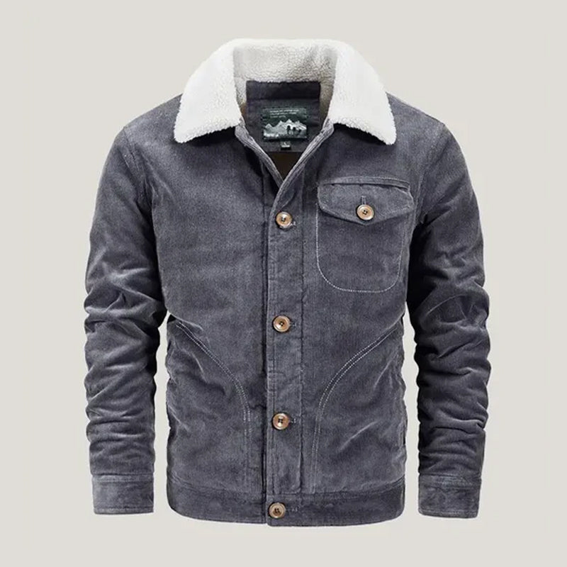 Cord Jacke Herren Fleecefutter Knopfleiste Brusttasche