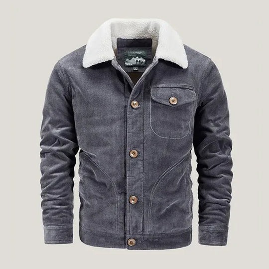 Cord Jacke Herren Fleecefutter Knopfleiste Brusttasche