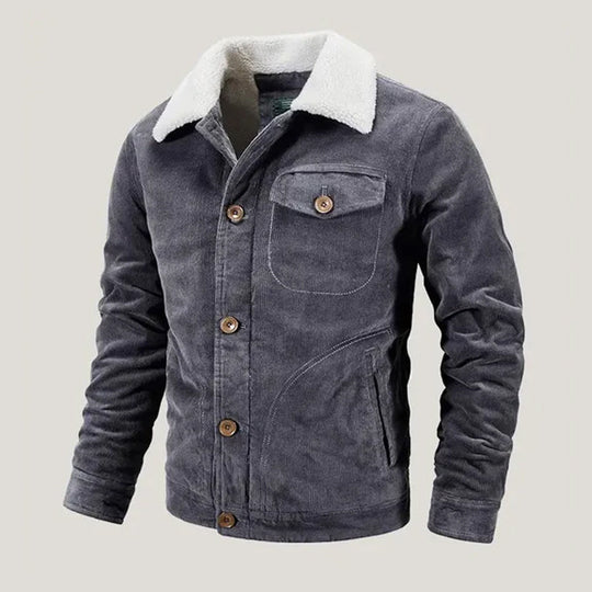 Cord Jacke Herren Fleecefutter Knopfleiste Brusttasche