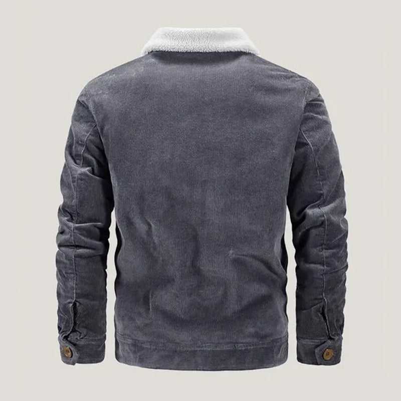 Cord Jacke Herren Fleecefutter Knopfleiste Brusttasche