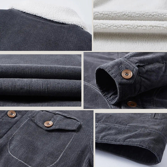 Cord Jacke Herren Fleecefutter Knopfleiste Brusttasche