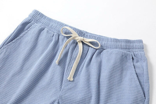 Leichte Waffel Strick Shorts Herren Sommer Strand Hose
