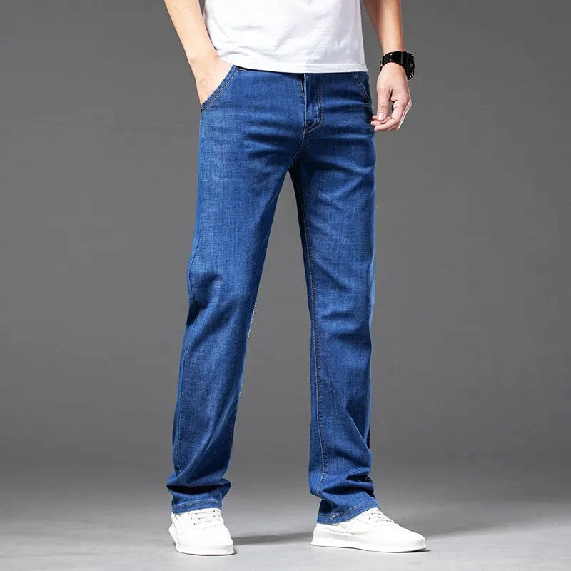 Klassische Straight Cut Jeans Herren Denim Gerade Hose