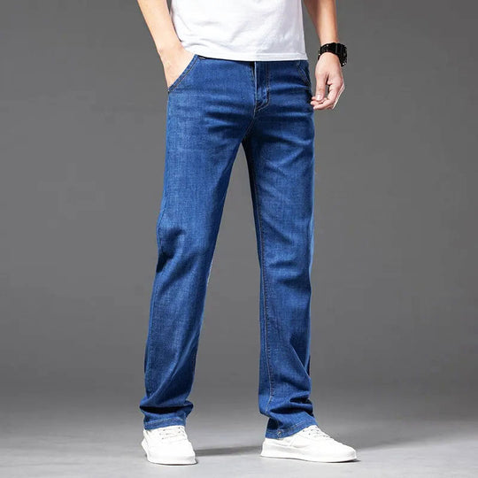 Klassische Straight Cut Jeans Herren Denim Gerade Hose