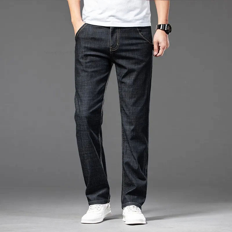 Klassische Straight Cut Jeans Herren Denim Gerade Hose