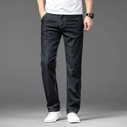 Klassische Straight Cut Jeans Herren Denim Gerade Hose