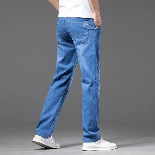 Klassische Straight Cut Jeans Herren Denim Gerade Hose