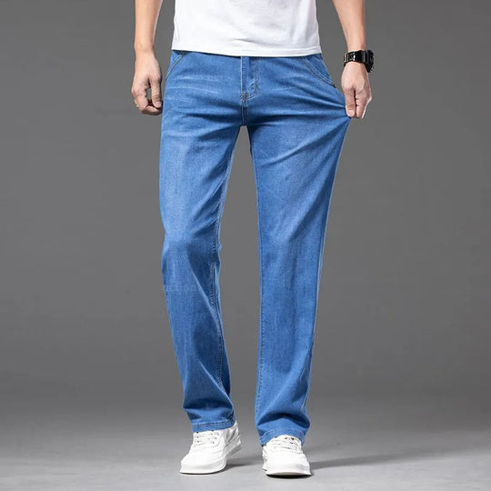 Klassische Straight Cut Jeans Herren Denim Gerade Hose