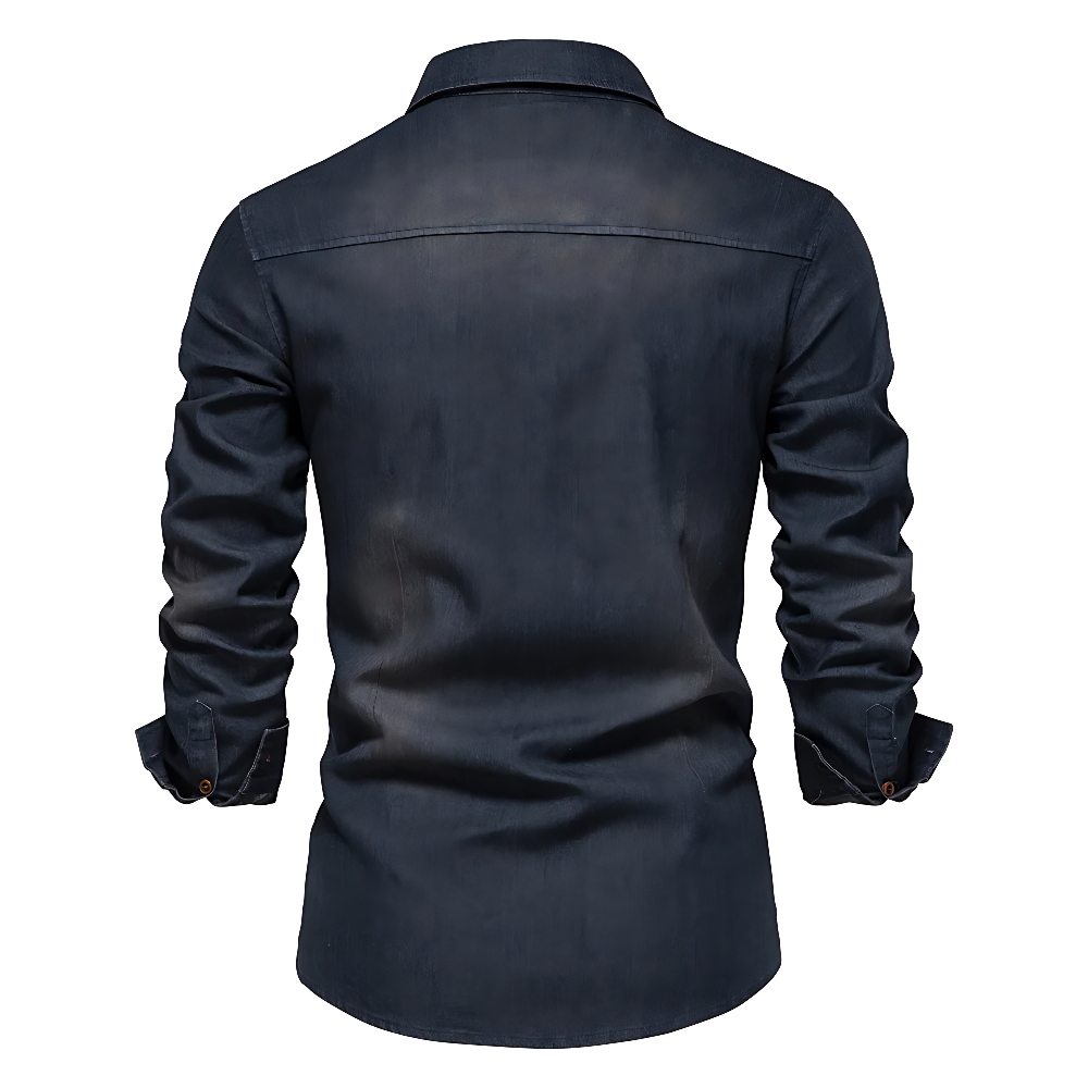 Tailliertes Denim Hemd Herren Button-Up Baumwolle