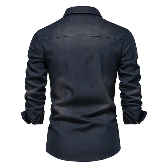 Tailliertes Denim Hemd Herren Button-Up Baumwolle