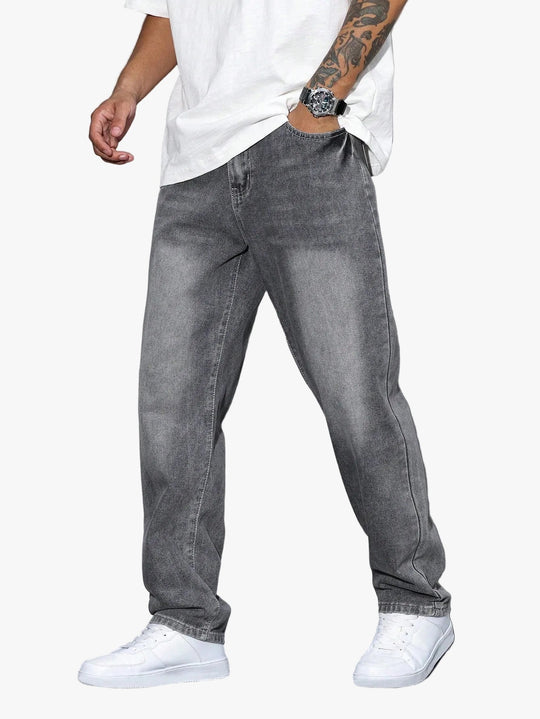 Baggy Denim Jeans Herren Weit Streetwear Fünf-Pocket