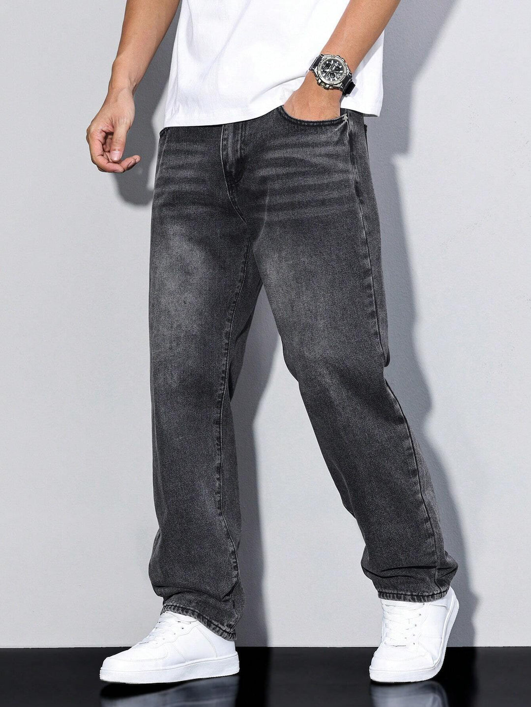 Baggy Denim Jeans Herren Weit Streetwear Fünf-Pocket