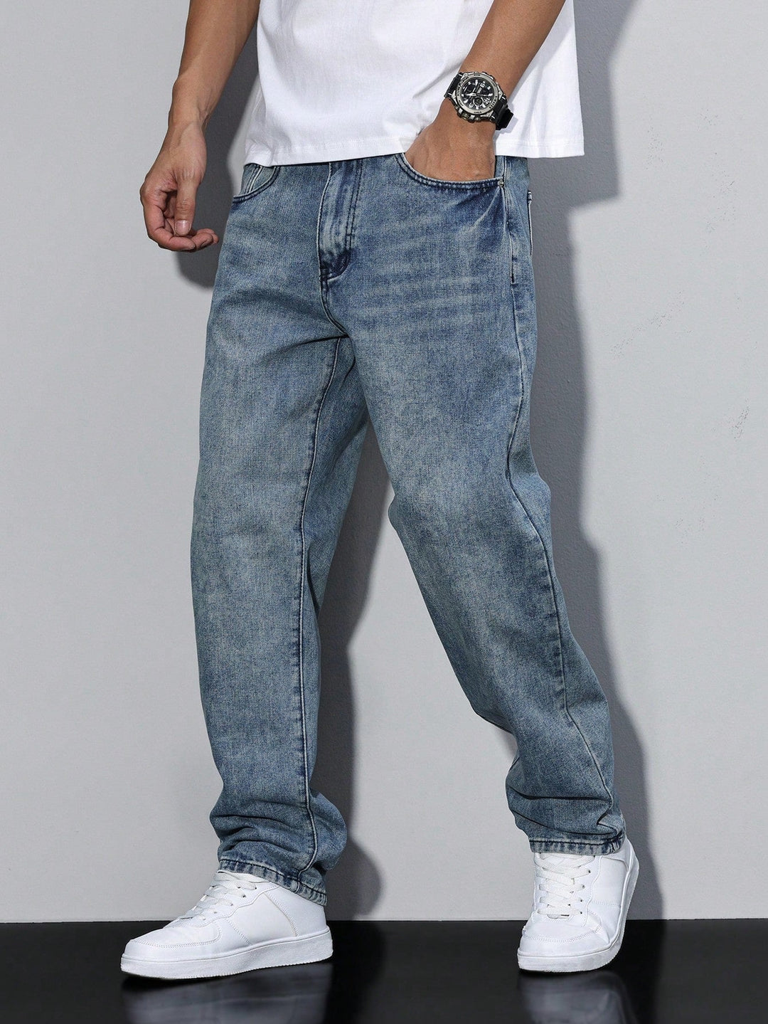 Baggy Denim Jeans Herren Weit Streetwear Fünf-Pocket