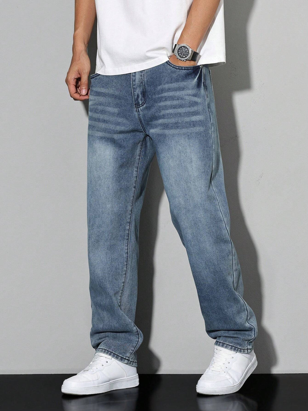 Baggy Denim Jeans Herren Weit Streetwear Fünf-Pocket