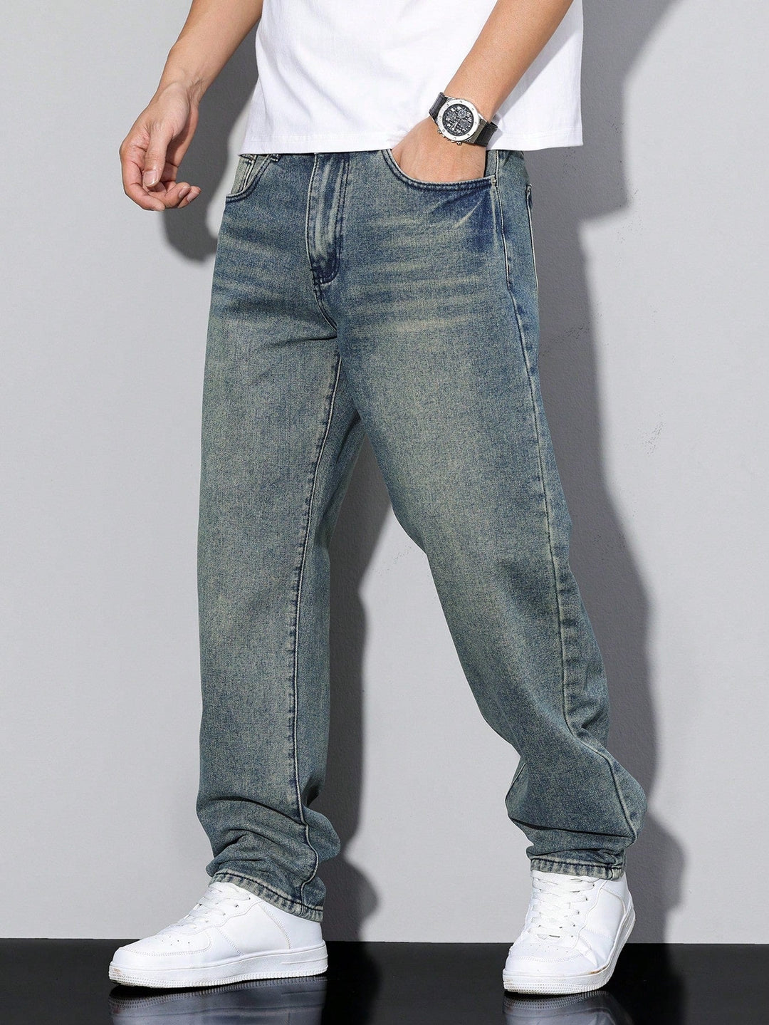 Baggy Denim Jeans Herren Weit Streetwear Fünf-Pocket